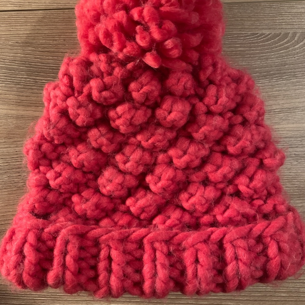 Abercrombie & Fitch Pink Chunky Knit Pom Beanie Hat
